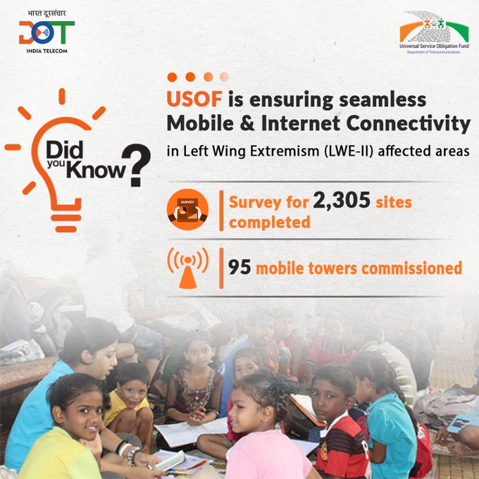 USOF ensuring mobile & internet connectivity in LWE areas